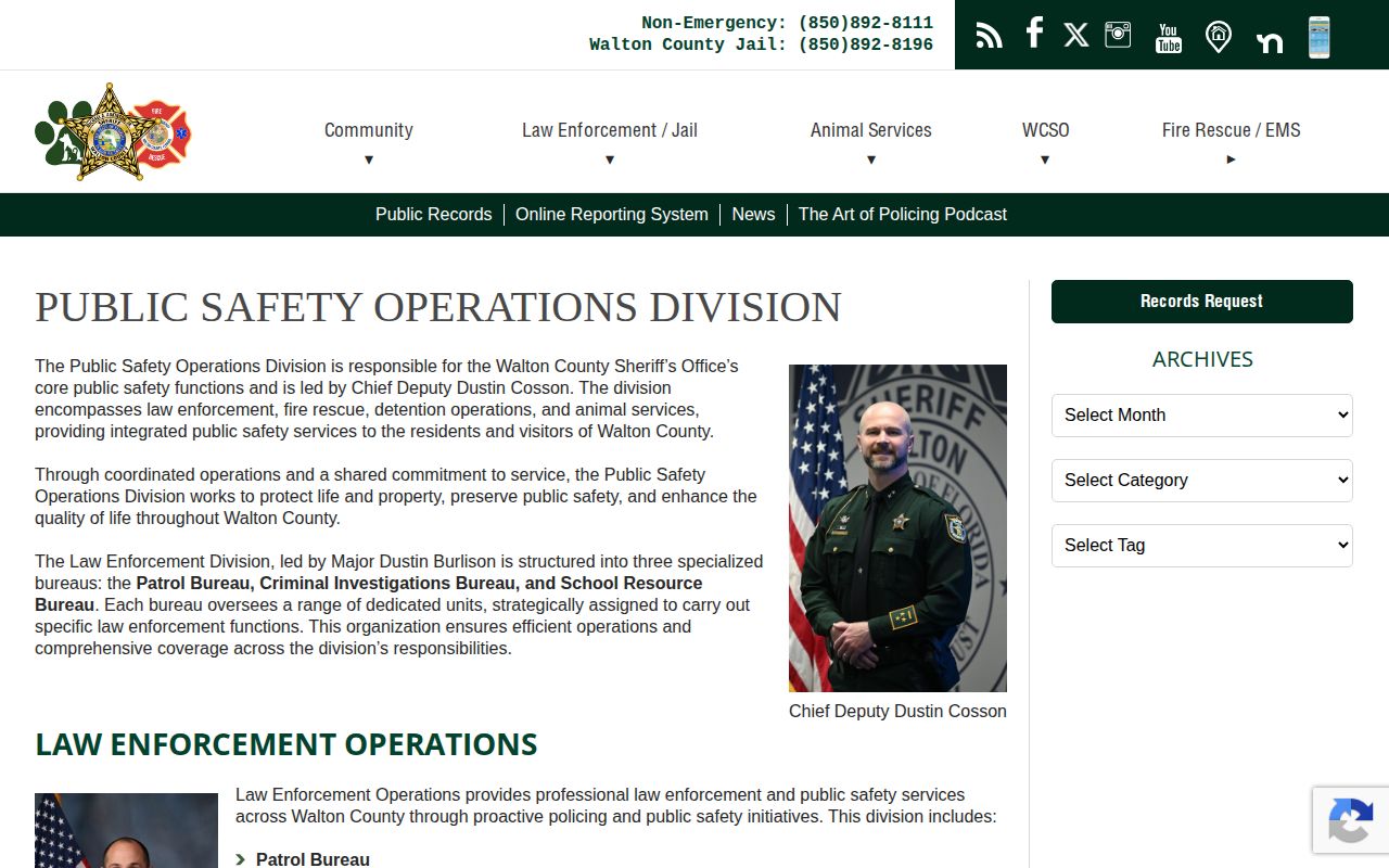 Walton County Sheriff District 2 patrol assignment for Freeport arrest records